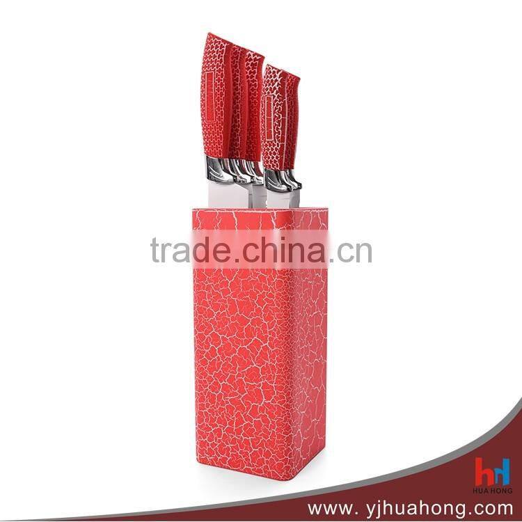 High Quality Double Steel Kitchen Knife Set with Color Wooden Handle