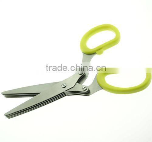 61046 New Design And High Quality snipping shearing Plastic Household Kitchen Stainless Steel 5 Blades herb scissors