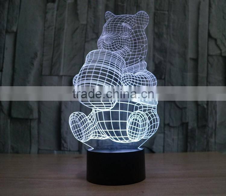 2016 creative colorful touch panel round base colorful USB 3D night light decoration light for Christmas gift