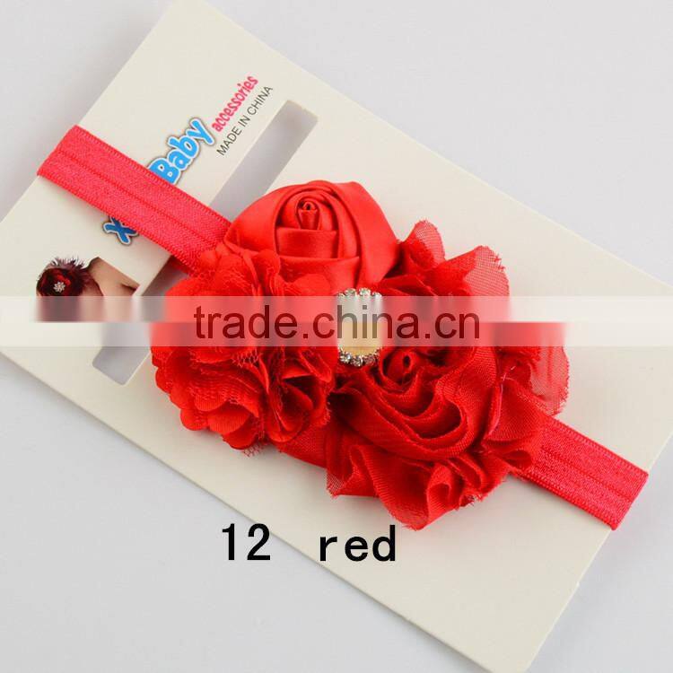 Most Hot Baby Hairband Flower Handwear Kids Girls Flower Ribbon Baby Elastic Headband For Kids