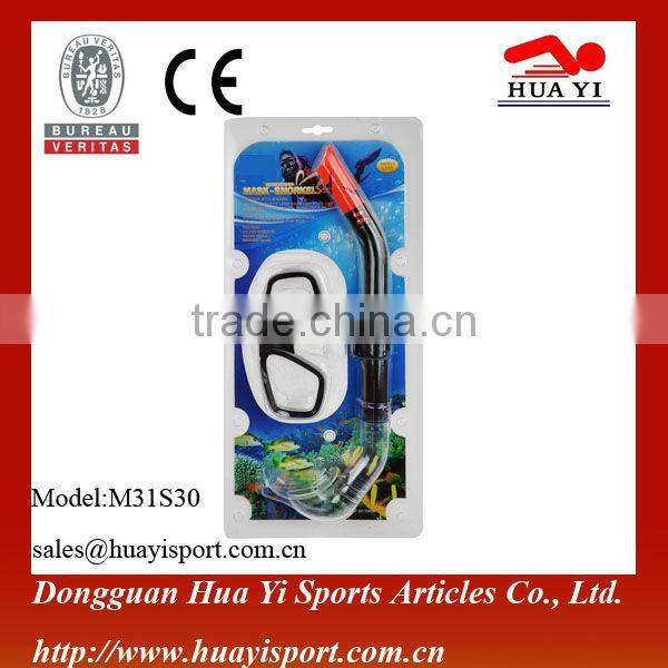 Adult black diving sets with silicone diving mask and snorkel