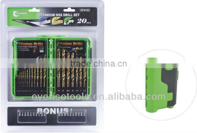 42pcs hss twist drill and bit set in plastic case