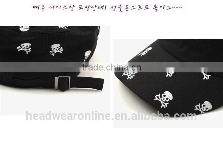 Custom New Fashion Skull Flat-top Cotton Military Caps China Factory