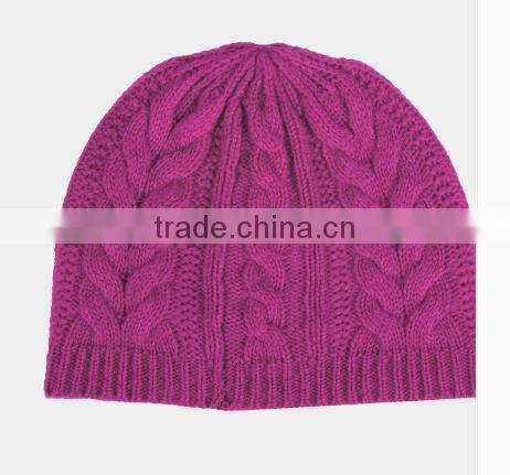 Pure color with hemp pattern warm winter knit cap hat
