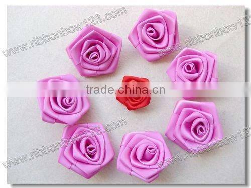 Polyester satin ribbon handmade flowers for dress