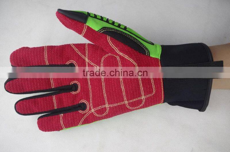 CE 4543 anti cut slash proof impact safety gloves, oil and gas safety cut resistant rubber gloves