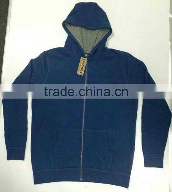 men gender brushed fleece hooded stock sweatshirt