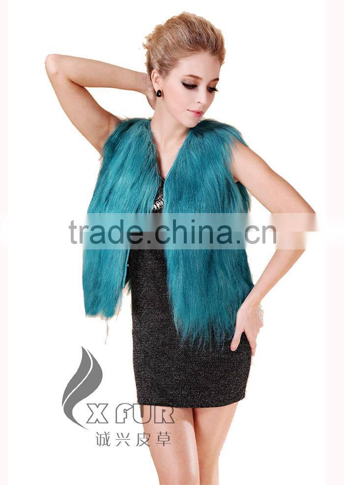 CX-G-B-199A New Arrival Beautiful Color Real Goat Fur Vest 2017