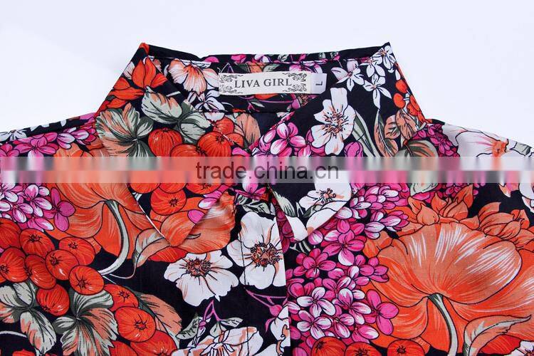 2015 Latest Hot sell european summer hot sale flower style shirt women tee shirt