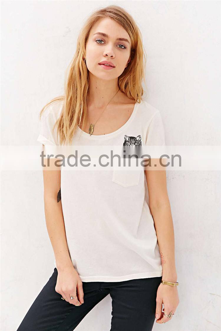 Simple fashion t shirt design for ladies basic t shirt
