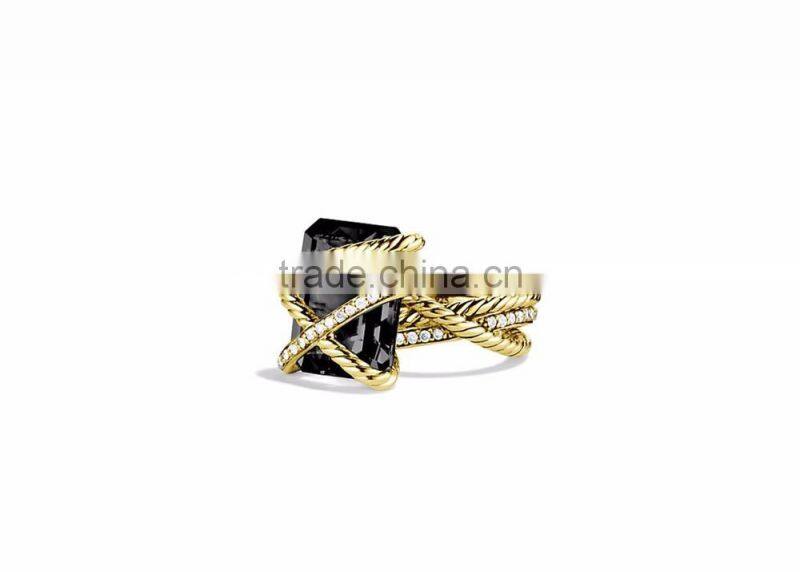 Gold Plated Big Gemstone With CZ Studded Ring