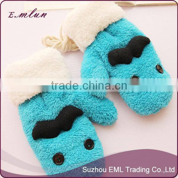 JUST ARRIVED Cute Winter Blue Red Plush Beard Girls Gloves
