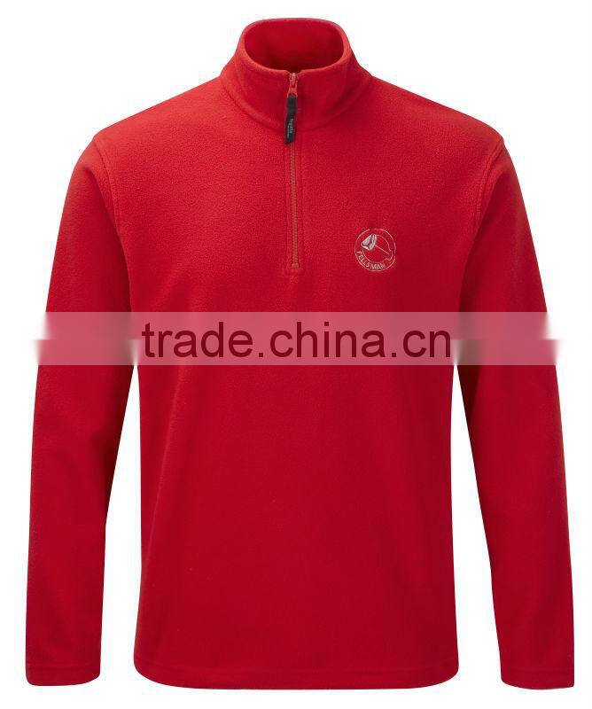 customized mens red plain quarter zip polar fleece jacket/jumper/hoodie 1/4 zip printed jacket wholesale