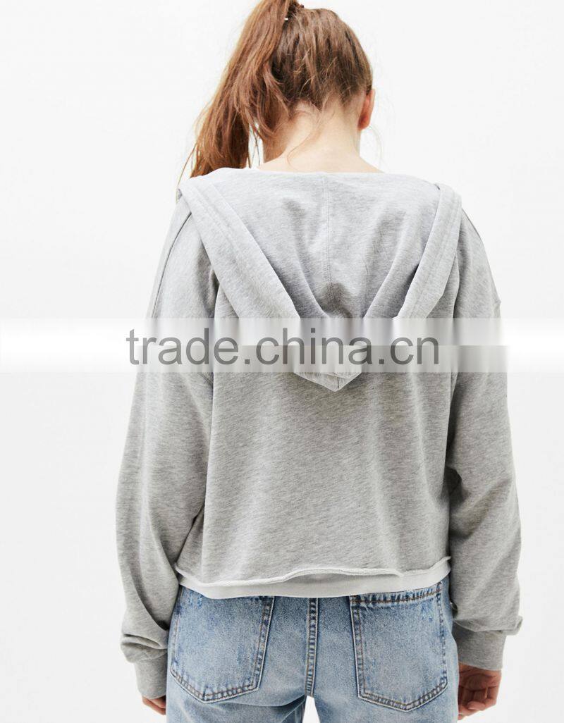 Crop Hoodie Zipper Sweatshirt Cotton Sport Crop Tops Hoodies
