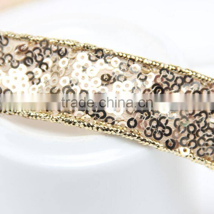 F20072N Hot sale Sequin Grosgrain hair Ribbon hight quality sequin ribbon hair accessories
