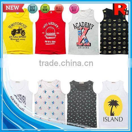Alibaba china cheap sports bodybuilding screen printed wholesale open side 100 cotton men tank top