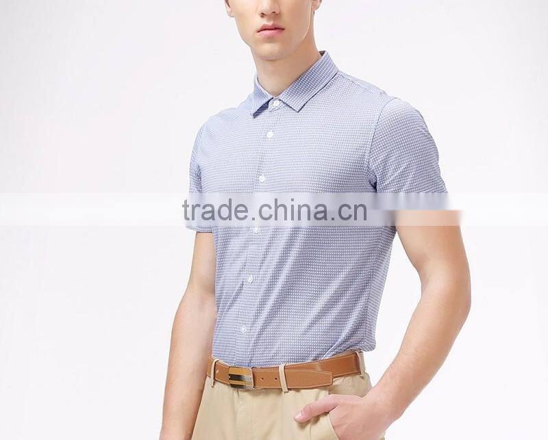 Mens fashion plaid casual shirts short sleeve OEM custom shirt cloth man