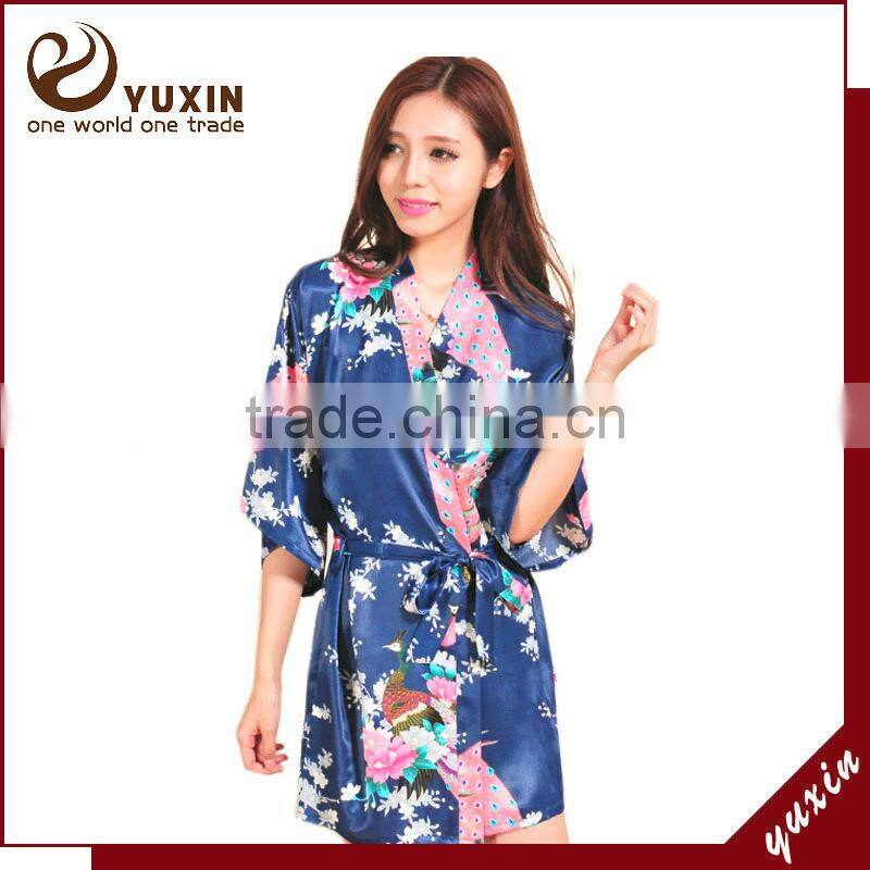 Satin wedding robes silk bridal party bathrobes robe de soiree RS1-0045