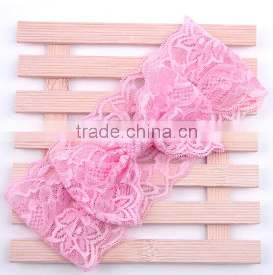 hot sale girl lace bow tie headband, girl wide lace headband
