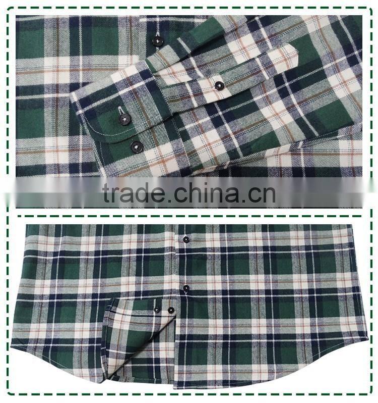 2017 latest long sleeve blue plaid 100% cotton flannel men shirt