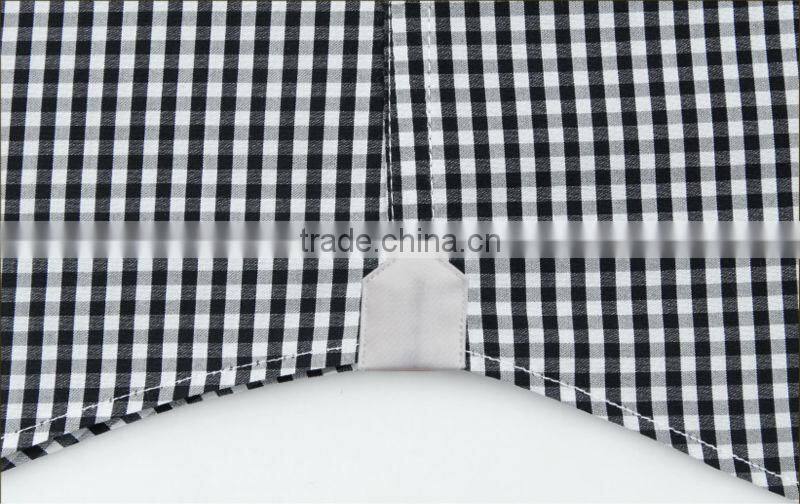 100% cotton yarn dye new trendy contrast collar slim classic business design men's yarn dye checked long sleeve dress shirt