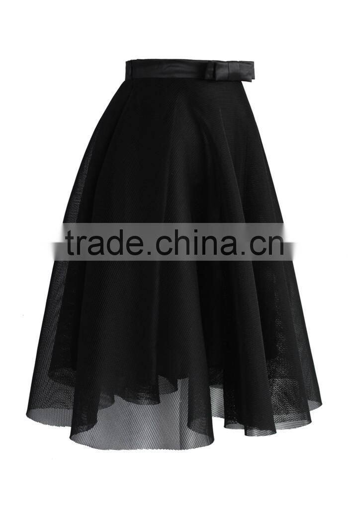 2016 Guangzhou Shandao Hot Selling New Arrivals Summer Casual Sexy Short A Line Black Ruffle Tulle Girls Skirts