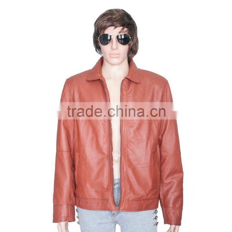 TAN BROWN SHORT BODY LEATHER JACKET