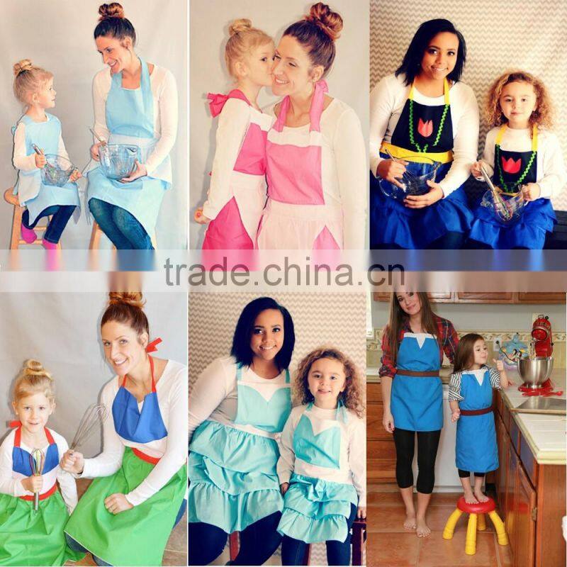 High quality baby girls printed waist cotton batman apron kitchen cooking woven fashion apron manufacturer