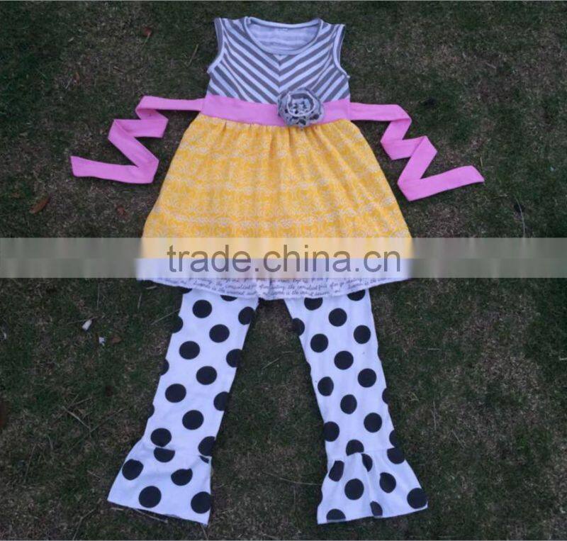 Hot sale latest dress pattern 2016 online boutique wholesale ruffle raglan sleeve pants baby frock designs fancy outfits remake