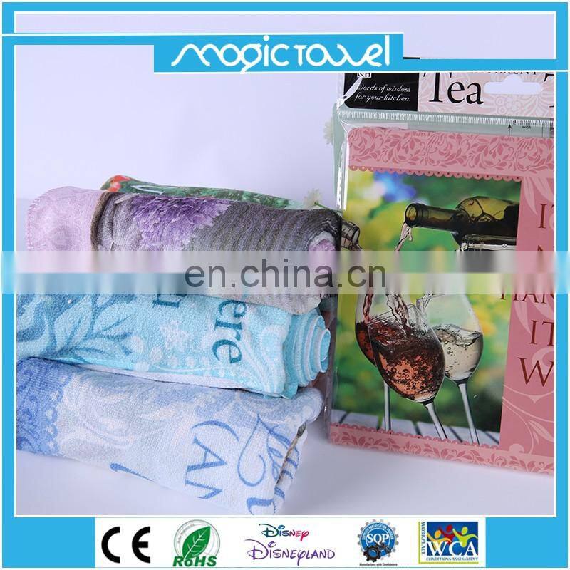 Heat transfer Printed microfiber tea towel polyester tea towel with personalized printing for kitchen cleaning