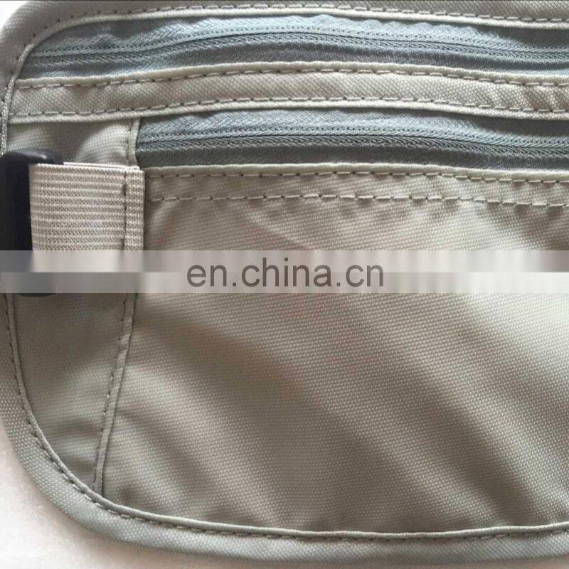 Grey Color Water Resistant Nylon Rfid Blocking Travel Hidden Fanny Pack