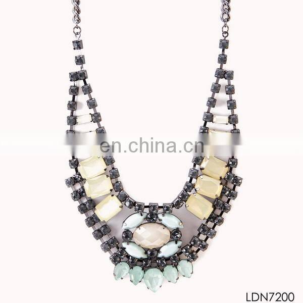 Double strand retro vintage germanium statement necklace jewelry
