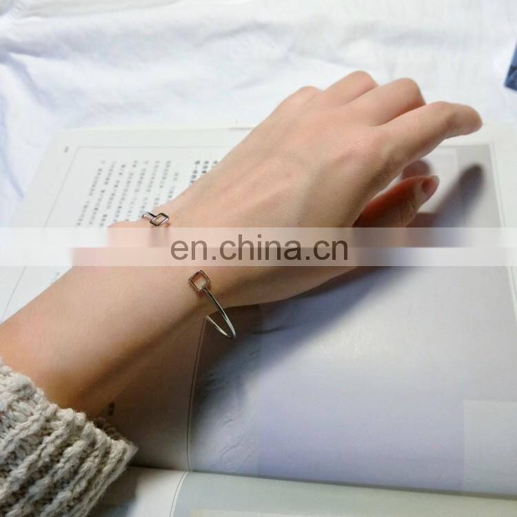 Hollow Triangle Square Geometric Opening Alloy Bangle Bracelet