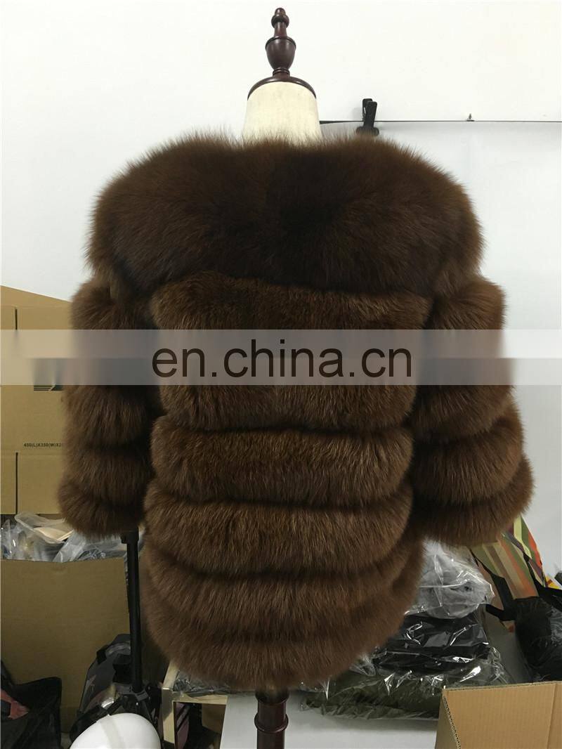 Real Fox Fur Jacket Fashionable Dyed Colour Real Fur Coat Wholesale