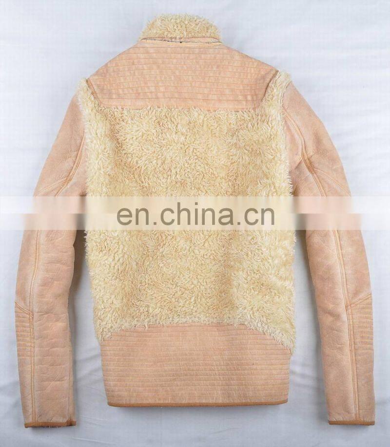 2017 fashion autumn&winter sherpa bonded pu jacket for men