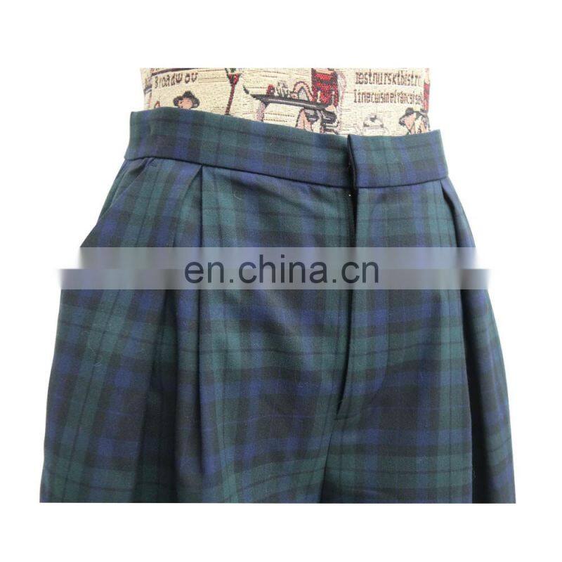 lady fashion popular check pants wide leg trousers