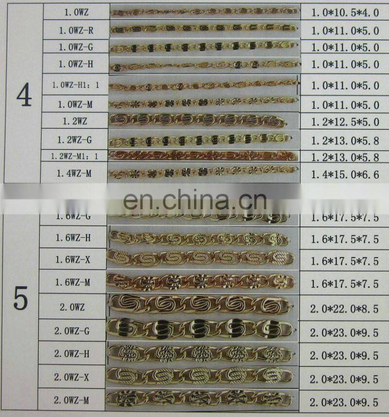 wholesale custom made design aluminum oxidation long chain design gold