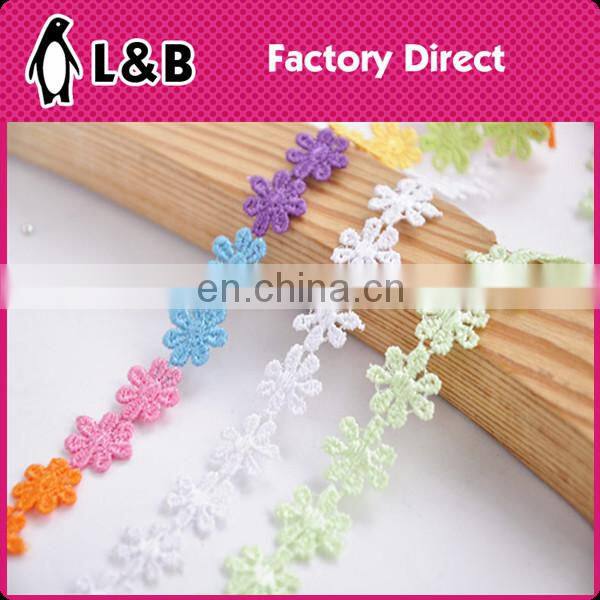 2017 fashion polyester yarn colorful lace trimming sewing ribbon flower trim