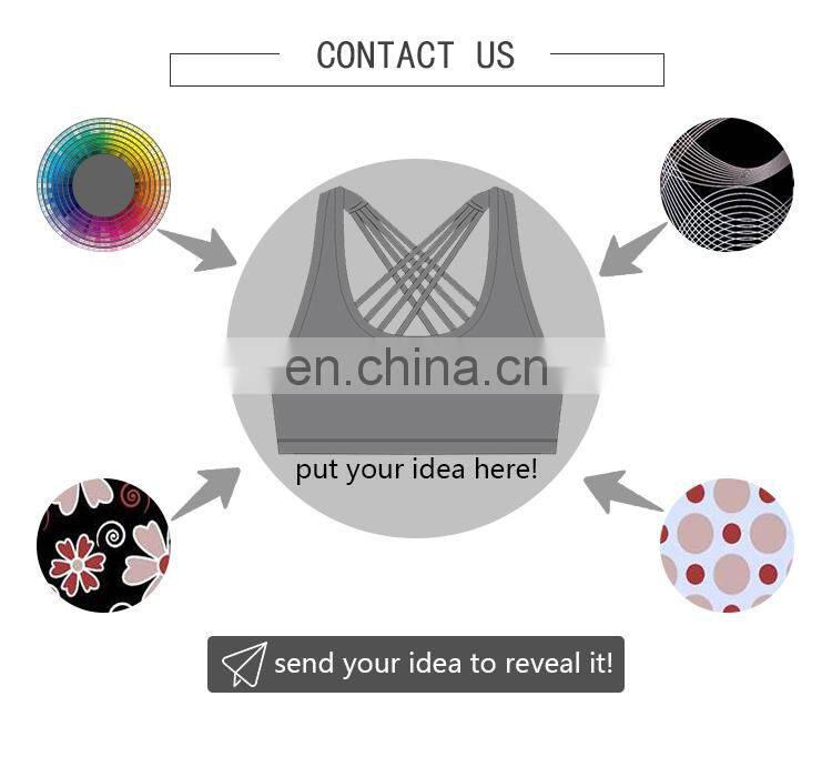 highly stretchy movable cup polyester yoga ladies top sports wear plus size stylish sexy bra with texting fabric