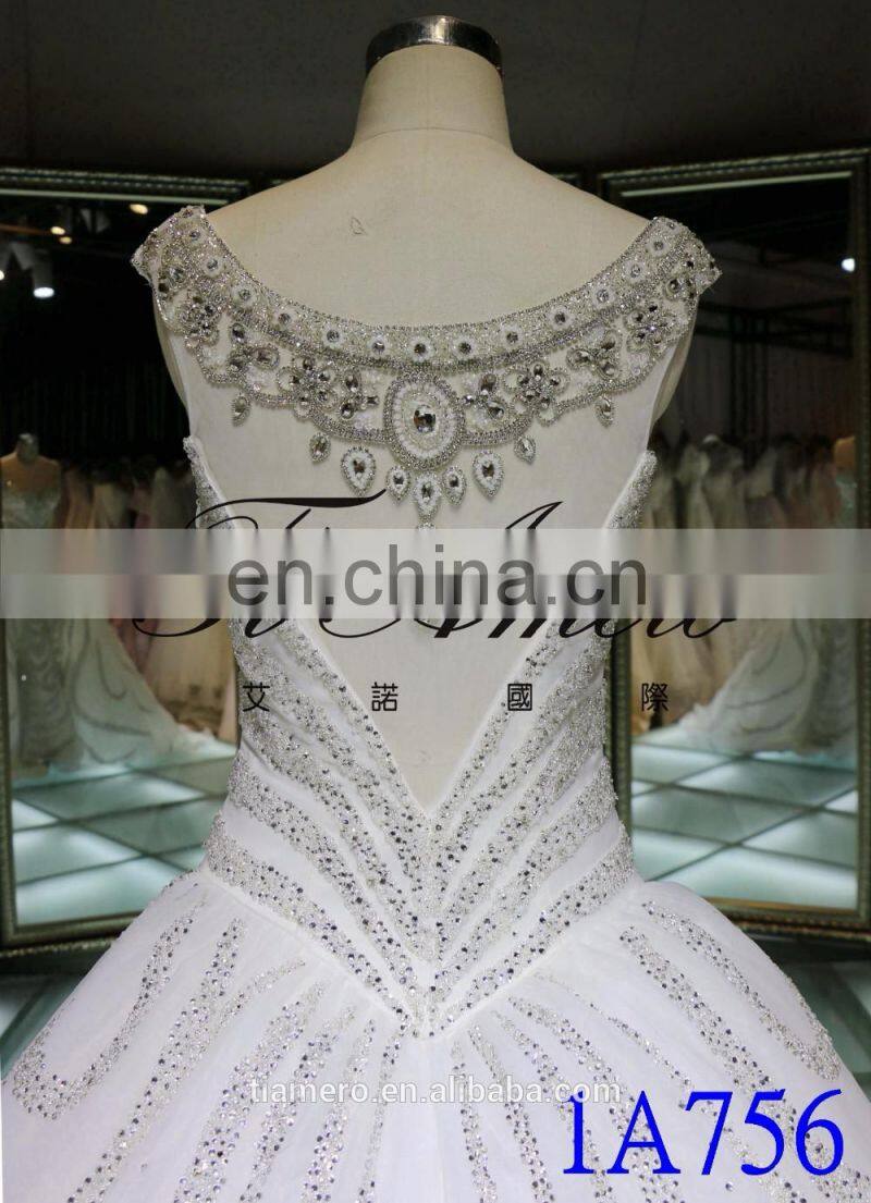 1A756 Princess Heavy Beading Luxury Shining Wedding Gown Evening Dress 2016