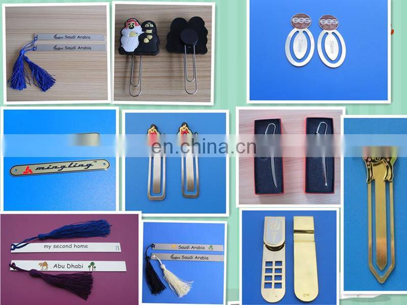 gold personalize metal paper clips with laser logo, torch bookmarks