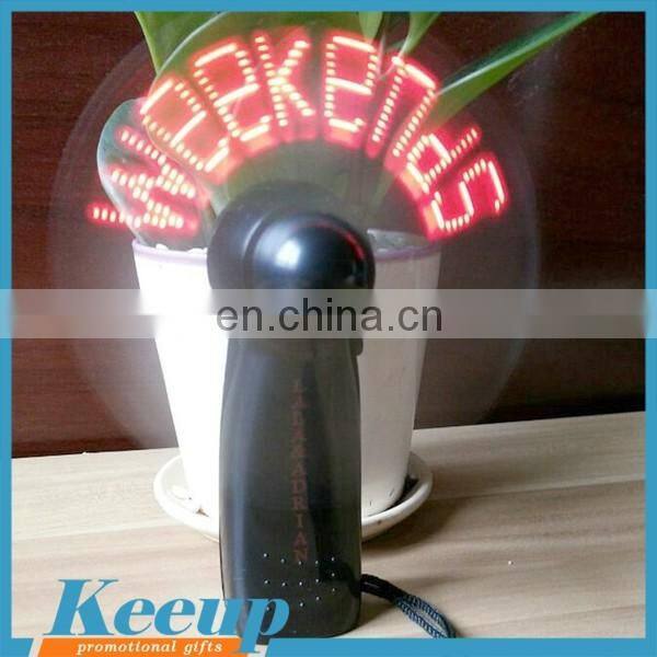 Promotional gift Mini fan with flashing programmable message