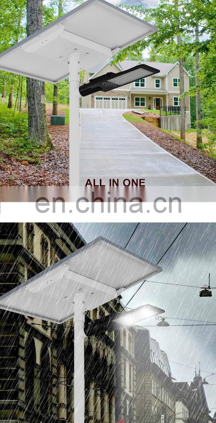 China Faner lighting 2020 new solar powered street lights 80w all in one automatic solar street light 5 years warranty