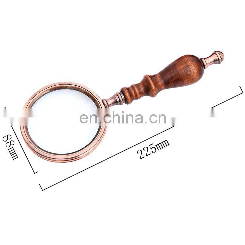 10 Times Wood Handle Reading Magnifying Glass Optical Glass Magnifier