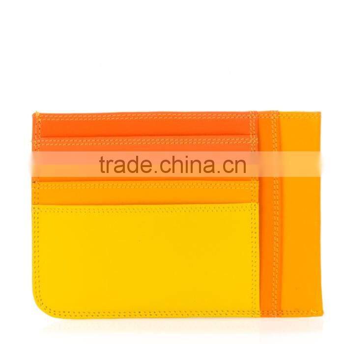 simply designed and utterly practical colorful genuine leather compact pocket wallet ID business name card holder