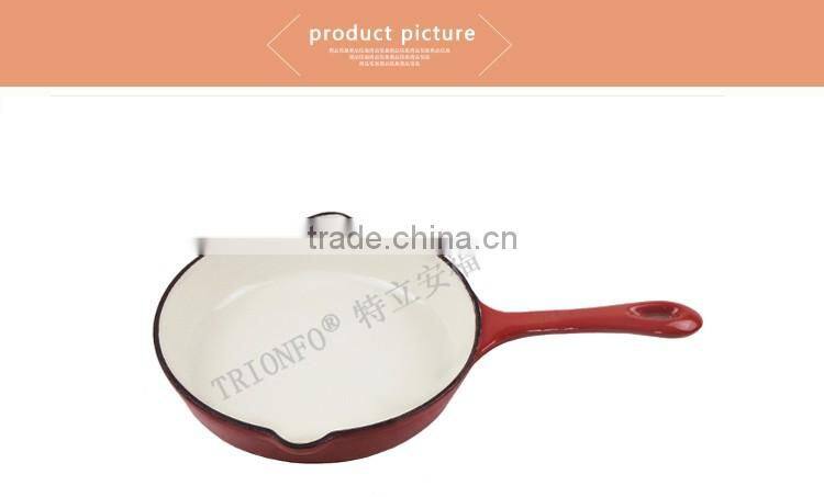 Two pot mouth Lightening red storing cast iron non-stick frying pan