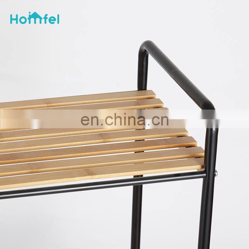 Stylish 3 Tier Metal Wire Rectangle Storage Caddy With Bamboo Base Rectangle Organizer Bathroom Kitchen Office