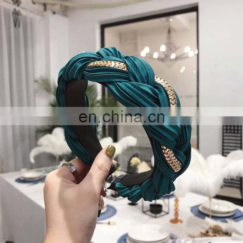 New Fashion DIY Multiple knots Hairbands For Women Ladies High-end Hair Band Wide Side Hair Accessories