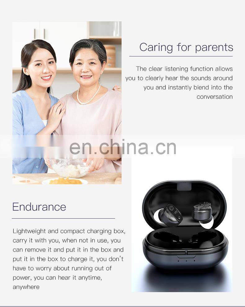 Mini hearing aid sound amplifier for ear rechargeable for the deaf