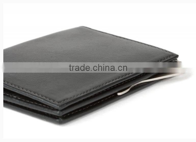 Super smooth leather money clip wallet with multiple cards and flat pocket purse